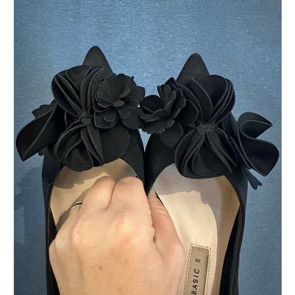 Zara Black Kitten Heel Pop Up Floral Design Women's 36 - Picture 3 of 11